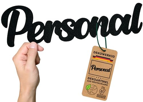 Personal Türschild – Personalabteilung Cartel Puerta – Oficina decorativa Cartel Trabajo – Impresión 3D – Palabra Pegatinas – Adhesivo – Señales para puerta de oficina – Decoración de plástico (M)