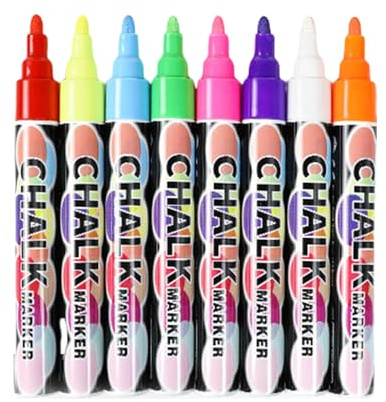 8 pennarelli a gesso con punta reversibile da 6 mm, per lavagna, ceramica, vetro, vasetti, lavagna, lavagna, lavagne