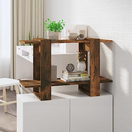 Mimdixy Bücherschrank, Regale, Büroregal, Dekoregal, Bücherregal/Raumteiler Räuchereiche 80x30x51 cm Für Büro, Esszimmer, Modern Stil
