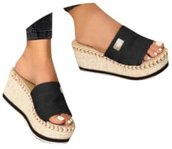 Platform Wedge Sandals Women Fashion Wide Fit Orthopedic Breathable Arch Support Dressy Sandals Casual Summer Open Toe Espadrilles Slip on Walking Vacation Beach Shoes
