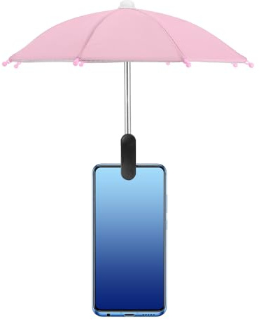 sourcing map Phone Umbrella - Adjustable Cell Phone Umbrella Sun Shade with Stable Clip Universal Mini Cellphone Shade Cover for Beach/Pool/Outdoor, Pink