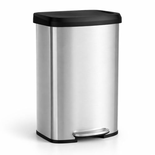 Zoolati 21 Gallon Kitchen Trash Can with Lid, Stainless Steel Step Garbage Can with Soft Close Lid and Foot Pedal, Large Capacity Waste Bin for Kitchen, Home, Office