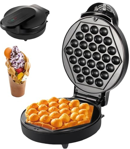 Bubble Waffle Maker, 1000 W Äggvåffel I Hongkongstil, Dubbelsidig Uppvärmning, Non-stick Beläggning, Lätt Att Rengöra, Eggettes Våffelmaskin För Kök Snackbarer Hem