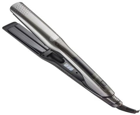 OBA Fer à lisser à vapeur en céramique, 14 températures avec écran LCD, chauffage PTC, 230 °C, gris