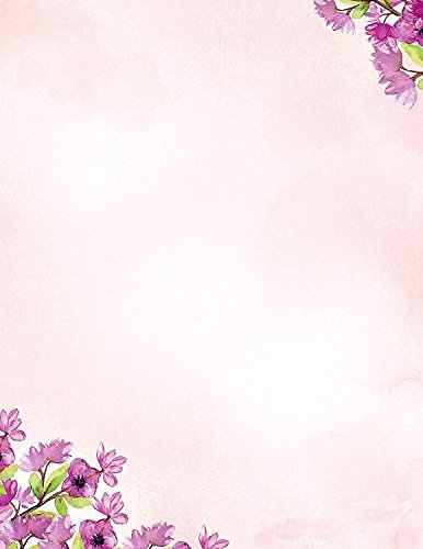 100 Stationery Writing Paper, with Cute Floral Designs Perfect for Notes or Letter Writing - Violets