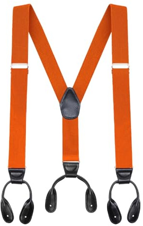 Buyless Fashion Bretelles Boutons Homme Élastiques Réglables 122cmx3.2cm Forme Y - 5113-Orange