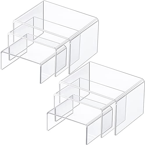 2 Sets Klare Acryl Display Risers, Schmuck Display Riser Shelf Showcase Leuchten (3 Größen A)