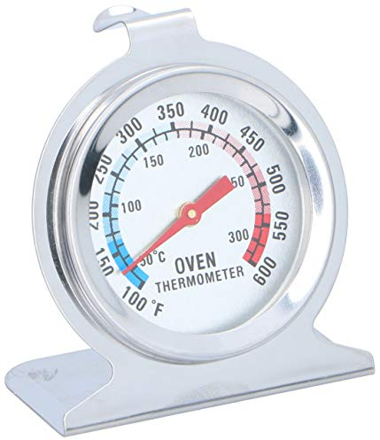 Invero Universal Stainless-Steel Oven Thermometer Monitoring Temperature Gauge - Hang or Stand in Oven - Coloured Dial