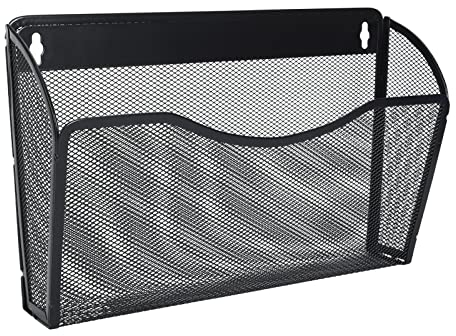 EasyPAG 1 Pocket Landscape A4 Mesh Hanging Wall File Holder Mail Organiser Magazine Storage,Black