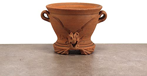 Palatina Werkstatt handgefertigte Terrakotta Schale Blumenkübel mit Henkel | Blumentopf für Garten Wohnung Terracotta Blumen (S)
