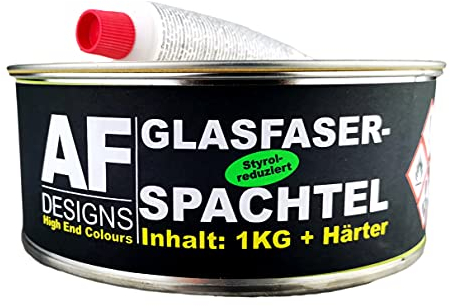 Alex Flittner Designs Glasfaserspachtel 1kg & Härter GFK Faserspachtel Spachtelmasse Autolack Füllspachtel