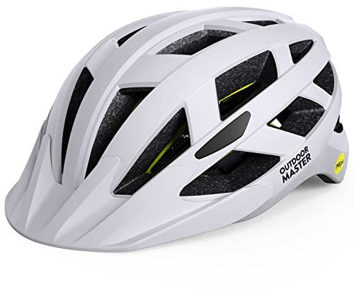 OutdoorMaster MIPS cykelhjälm – två avtagbart foder och ventilation i multimiljö – cykelhjälm i bergen, motorväg för ungdomar och vuxna (kritstenar, 55–58 cm)