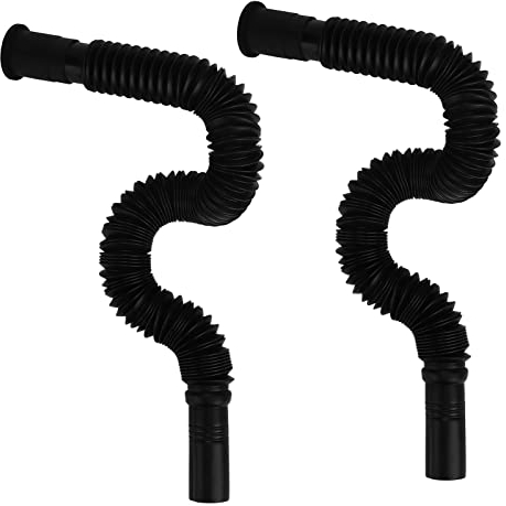 Hapivida Tubo de desagüe Flexible Universal de 2 uds, Tubo de Manguera de Conector elástico para Fregadero de baño, Tubo de Trampa de plomería de Drenaje de Lavabo de tocador de baño Negro