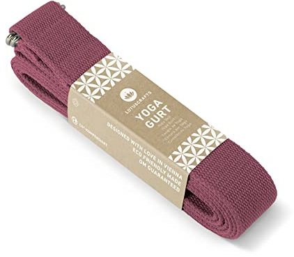 Lotuscrafts® Yogagurt 2,5 m - Yoga-Band zum Dehnen; 100% Bio-Baumwolle, Yogagurt Lang mit Verschluss aus Metall, Yoga-Strap für Einsteiger und Fortgeschrittene, 250 x 3,8 cm