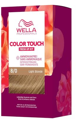 Wella Professionals Color Touch demi-permanente Haarfarbe ohne Ammoniak – Haarfärbemittel mit bis zu 50 % Grauhaar-Abdeckung – Ansatz-Kit inkl. Haarmaske – 8/0 Light Blonde (130 ml)