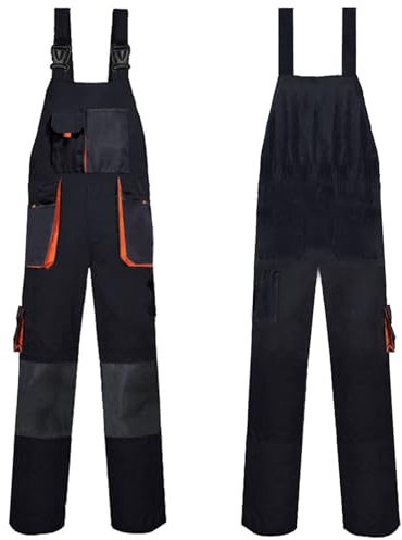 TOVCHEI Salopette À Bretelles pour Hommes Combinaisons De Travail sans Manches À Hauteur Réglable avec Poches Et Taille Élastique,Noir,5XL