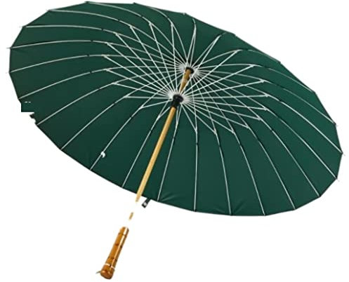 Sturmfest Regenschirm Regenschirme Tragbarer Golfschirm, Regenfest, Manuell, Archaischer Regenschirm, Klassischer Holzgriff, Winddicht, Unzerbrechlich, Stock-Regenschirm Schirm Stark ( Color : Grün ,