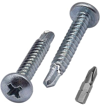 SKIR'CO (200 piezas) Tornillos autoperforantes 4,8 x 32 mm, Cabeza Alomada Phillips, tornillos galvanizados DIN 7504 N, tornillos autorroscantes