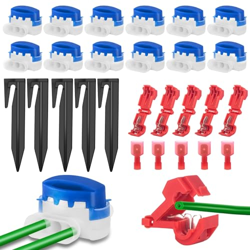GROFIS Set di 30 Morsetti per Cavi/T-Tap Rapido Connettore per Robot Tosaerba, Connettori Elettrici Impermeabili con Gel, Niente Spogliatura Morsetti di Derivazione per Giardino