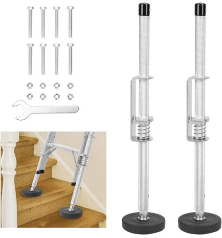Verstellbarer Leiternivellierer, Tragkraft bis 150 kg, 2-teiliger Ausziehleiter-Stabilisator, Universal-Leiterverlängerungsbein, rutschfeste Gummi-Leiterfüße für Treppen, Schrauben und Schraubensch