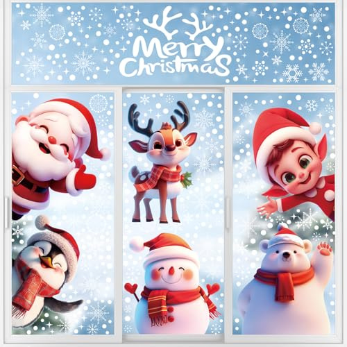 DERAYEE Stickers Décoration Fenêtre Electrostatique Coloré 8PCS,Autocollant Noël Fenêtre,Ensemble Stickers Fenêtre Electrostatiques,Décoration Vitre Noel