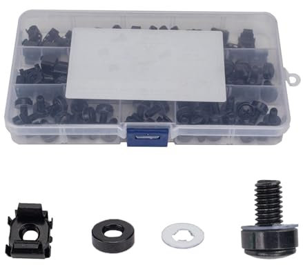 50 Sets M6 x 16 mm Käfigmuttern und Schrauben für Rackmontage, für Server-Rack Schrank Router Regale (Schwarz)