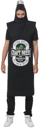 MUWO Bierflasche Unisex Kostüm MIESEPETER – 100% Polyester, Mit Kronkorken-Kapuze, Für Damen & Herren, Ideal Für Oktoberfest, Volksfeste & Karneval, Bequeme Passform