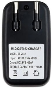 Cetfuro Chargeur de Batterie 3,6 V Lithium 2032 2025 Adaptateur de Chargeur de Batterie pour Pile Bouton ML2032 ML2025 Prise UE