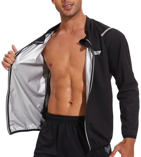 NINGMI Chaqueta de sauna para hombre, manga larga, con cremallera, entrenamiento, gimnasio, boxeo