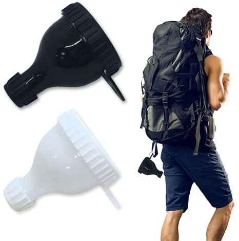 YAFIYGI 2Pack Protein Powder Container to go Portable Supplement Funnels for Filling Bottles with Protein Powder Compartment Pill Storage Great for Workout Travel to-Go Fitness(Black+White)