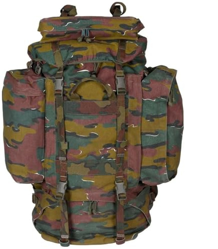 Belgischer Armee-Rucksack mit abnehmbaren Seitentaschen, groß, Jigsaw Camouflage, L