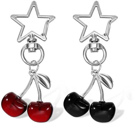 Süßer Kirsch Schlüsselanhänger Taschenanhänger Stern Schlüsselring Süßer Ästhetischer Y2K Kirschanhänger Cute Keychain Lucky Bag Charms Taschen Anhänger Accessories für Autoschlüssel Frauen Mädchen