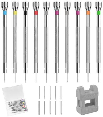 Lestiven Set di Cacciaviti Precisione Orologioaio 0,6 – 2,0 mm, Cacciavite per Occhiali Orologiaio, Kit Riparazione Orologi, Giraviti Strumenti con Smagnetizzatore, per Riparare Orologi ed Elettronica