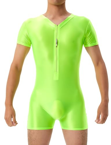 AIEOE Herren Glossy Jumpsuit Elastisch Leicht Overall Eng Galtt Bodysuit M-XL