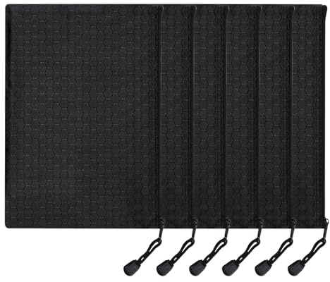 Geldtasche Dokumententasche A5 Deldsack Banktasche - 6 Stück 24 x 18 cm Geldmappe A5, Wasserdichte Bankmappe mit Reißverschluss, Dokumententasche Schwarz für Haushalt, Business, Schule (Schwarz)