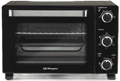 Orbegozo HOT 480 Horno Eléctrico de Convección 1800W Capacidad 48L Temperatura Regulable Luz Interior Temporizador 60 min Doble Cristal Resistencias Acero Inoxidable Bandeja y Parrilla