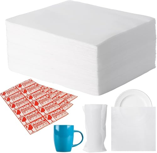 Cymax Matériau d'emballage : 100 cartons de déménagement avec autocollants fragiles pour cartons, déménagement, vaisselle, verres, bouteilles de vin, 200 mm x 200 mm x 1 mm