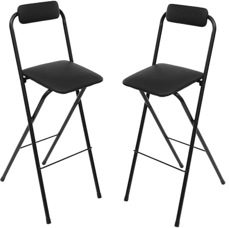 XUEMANSHOP 2 sgabelli da bar pieghevoli con schienale, portata 125 kg, altezza seduta 75 cm, per cucine, sale da pranzo, bar