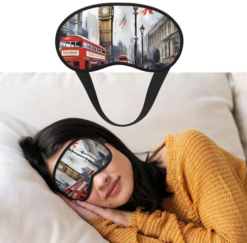 Augenmaske zum Schlafen, atmungsaktiv, lichtblockierend, Schlafmaske, London, Nacht, Augenbinde, weich, bequem, Nacht-Augenschutz, für Männer und Frauen, Augenabdeckung für Nickerchen zu Hause