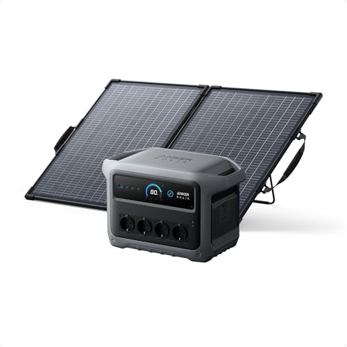 Anker SOLIX C1000 Gen 2, 2000W 1024Wh Power Station with 100W Solar Panel | LiFeP04 Battery, Peak 3000W, Full Charge in 49 Min, 10ms UPS, Solar Generator for Home Backup, Power Outages and Camping