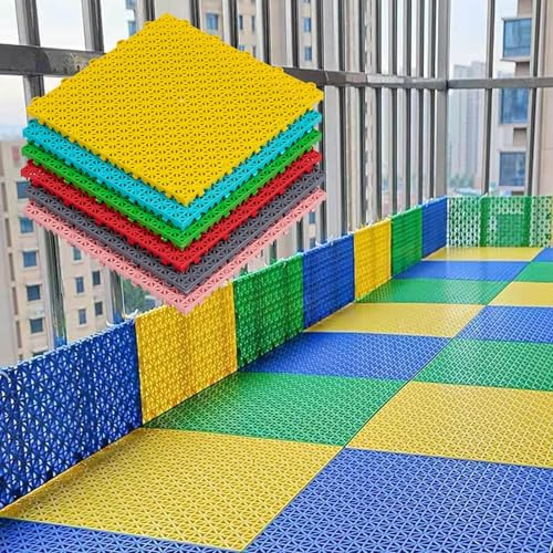 Almohadillas De Ventana De PP A Prueba De Fugas, Plástico Duradero, Baldosas Modulares Entrelazadas, Alfombrilla De Suelo Modular para Rejilla De Ventilación, Balcón(Red,15 PCS)
