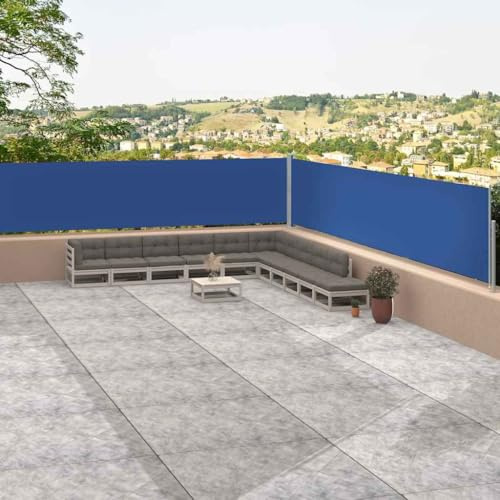 Cortavientos para balcón, toldo lateral extensible, color azul, 117 x 1200 cm, para balcón, piscina, terraza