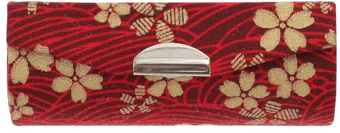 ifundom Estuche Pequeño Protección Segura Espejo Estilo Japonés para Lápiz Labial en Tela Roja para Cosméticos Adecuado para Fiestas y Uso Diario