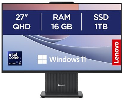 Lenovo IdeaCentre AIO 3 24” All‑in‑One PC, Intel Core i5 Processor, 16GB RAM, 1TB SSD, 23.8” FHD IPS Display,Quiet Efficient Performance for Home or Office, Wireless EOS Keyboard and Mouse – Luna Grey