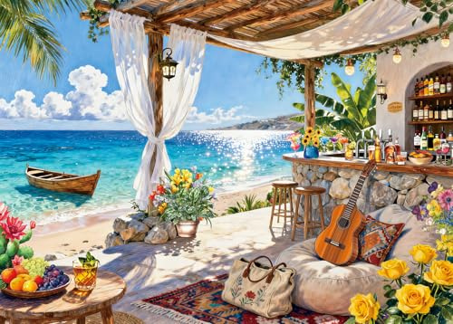 Puzzles 1000 Pieces for Adults jigsaw puzzles for adults-Island Bar-1000 Piece Puzzle Classic Educational Games Fun Decoration Puzzle