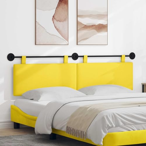 SooIarix Hängande framsida, enfärgad, ljusgul, 170 x 55 x 5 cm, manchestermaterial, modern vadderad säng, huvudgavel, väggkudde, mångsidig för sovrum, matsal och hall