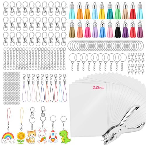 261pcs A5 Schrumpffolien Set Schlüsselanhänger Schrumpfplastik zum Basteln | Shrink Art Plastic Bastelset DIY Schrumpfende Plastikfolie Selbermachen Kunstpapier Schrumpfkunst Schrumpffolienplatten