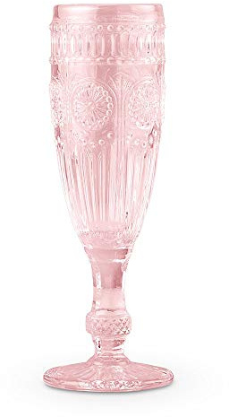 Weddingstar Champagne Flute Pink Vintage Style Pressed Glass