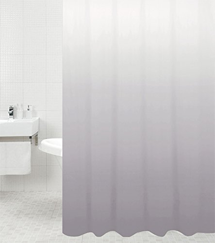 Sanilo Duschvorhang Magic Grau 180 x 200 cm, hochwertige Qualität, 100% Polyester, wasserdicht, Anti-Schimmel-Effekt, inkl. 12 Duschvorhangringe