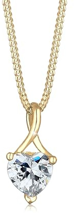 Elli Premium Halskette Damen Herz Infinity Zirkonia Steine 585 Gelbgold